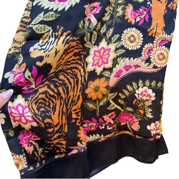 🆕 NWT FP Pajama SET Iron Combo Tiger Floral Print SILKY oversized XL Long Tall - Picture 14 of 16